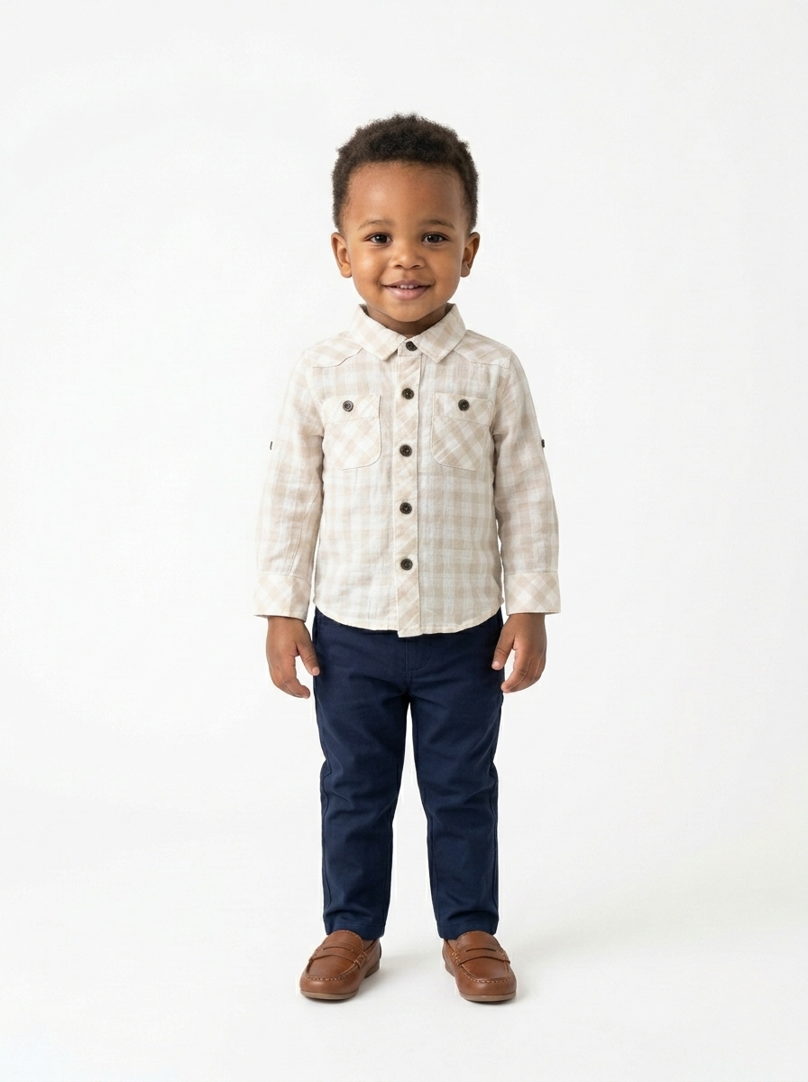 cream check Shirt